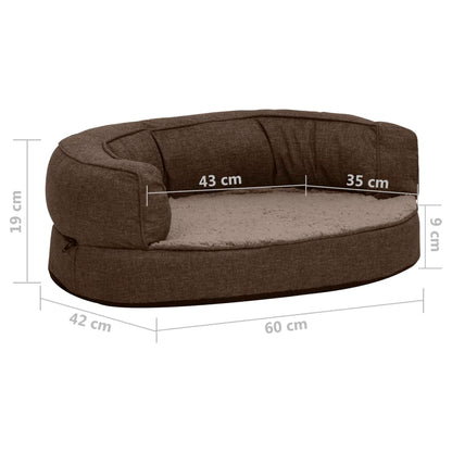 Ergonomic Dog Bed Mattress 60x42 cm Linen Look Fleece Brown