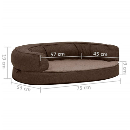 Ergonomic Dog Bed Mattress 75x53 cm Linen Look Fleece Brown