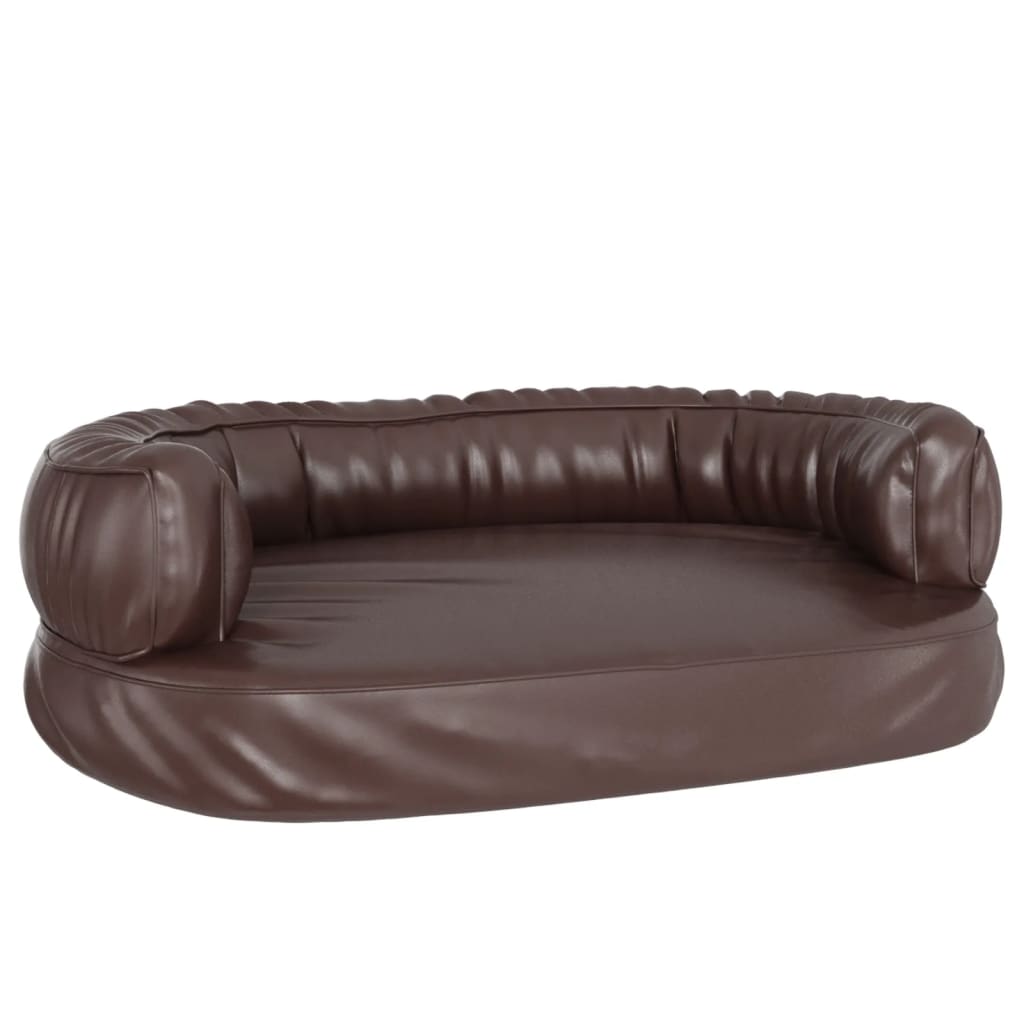 Ergonomic Foam Dog Bed Brown 60x42 cm Faux Leather