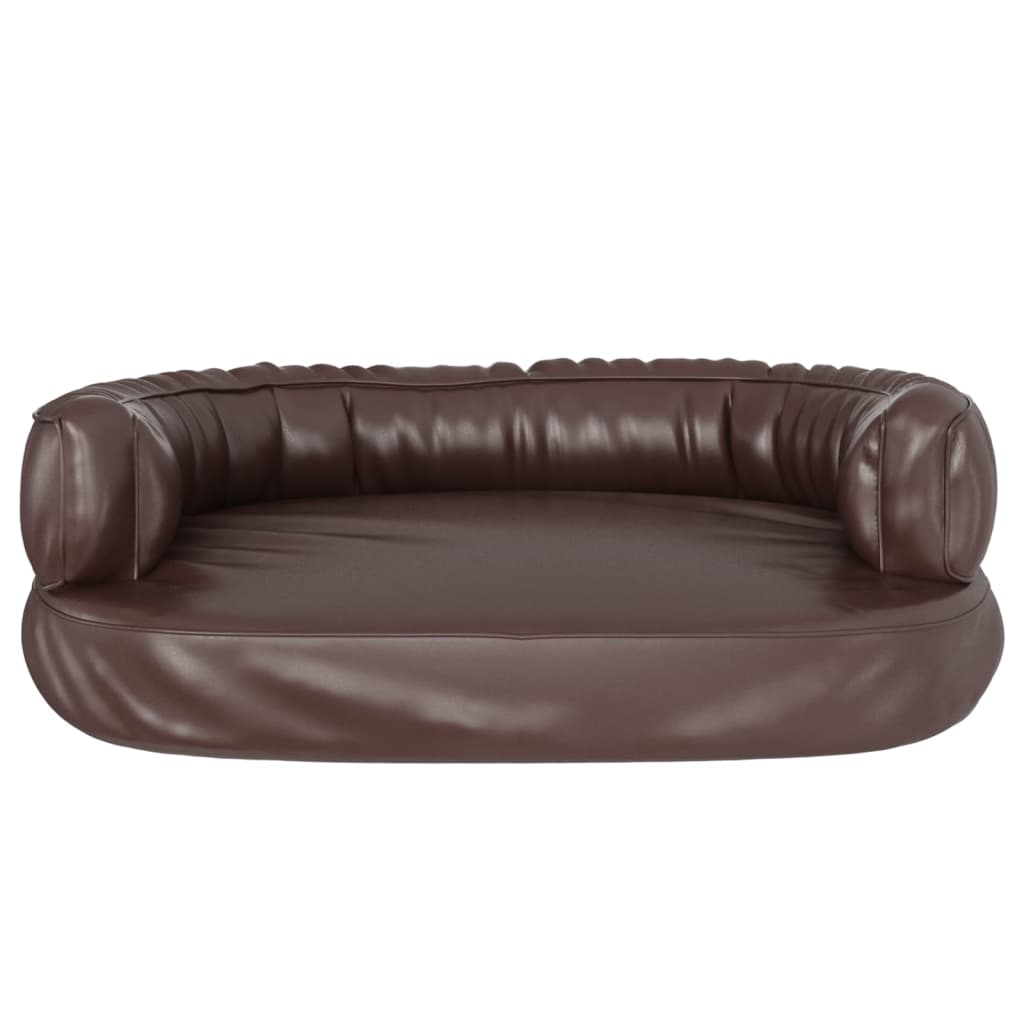 Ergonomic Foam Dog Bed Brown 60x42 cm Faux Leather