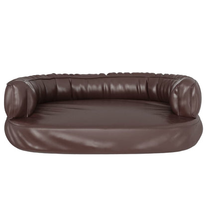 Ergonomic Foam Dog Bed Brown 60x42 cm Faux Leather