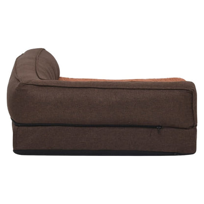 Ergonomic Dog Bed Mattress 60x42 cm Linen Look Fleece Brown