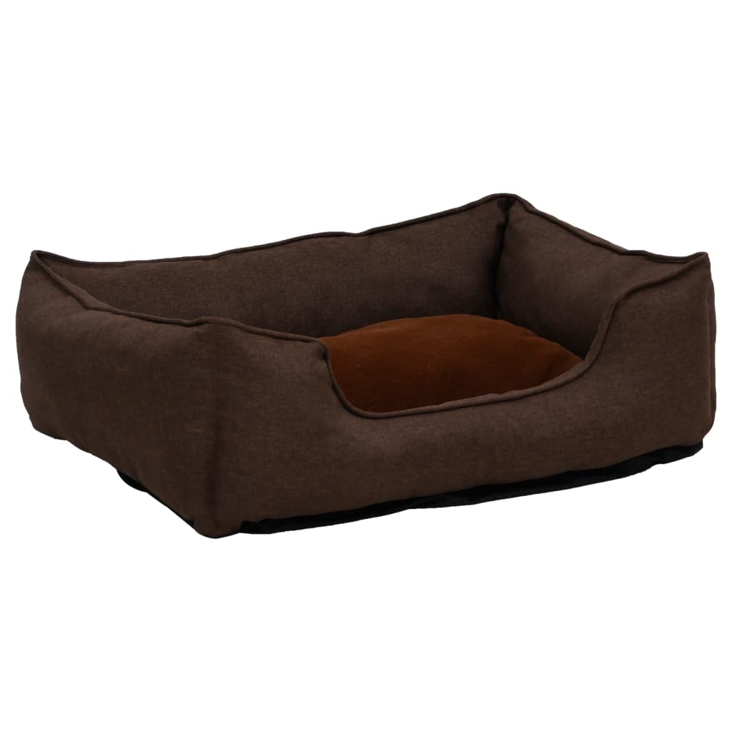 Dog Bed Brown 85.5x70x23 cm Linen Look Fleece