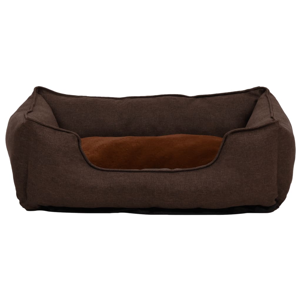 Dog Bed Brown 85.5x70x23 cm Linen Look Fleece