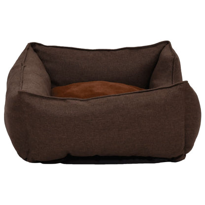 Dog Bed Brown 85.5x70x23 cm Linen Look Fleece