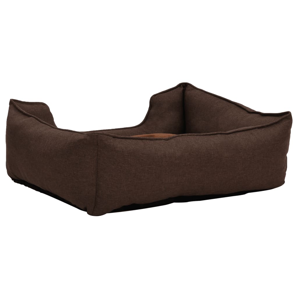 Dog Bed Brown 85.5x70x23 cm Linen Look Fleece