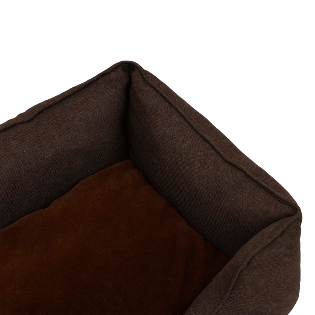 Dog Bed Brown 85.5x70x23 cm Linen Look Fleece