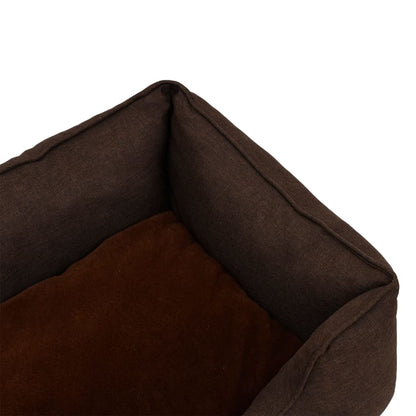 Dog Bed Brown 85.5x70x23 cm Linen Look Fleece