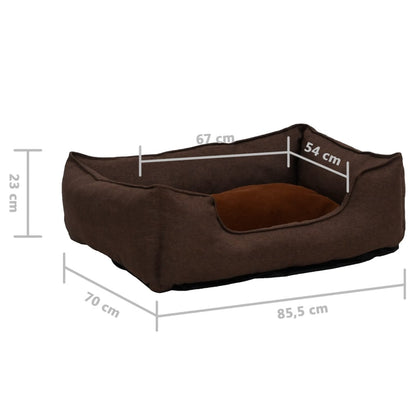 Dog Bed Brown 85.5x70x23 cm Linen Look Fleece