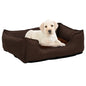 Dog Bed Brown 85.5x70x23 cm Linen Look Fleece