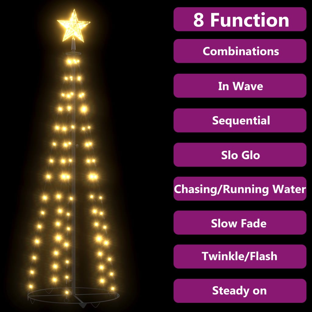 Christmas Cone Tree 70 Warm White LEDs Decoration 50x120 cm