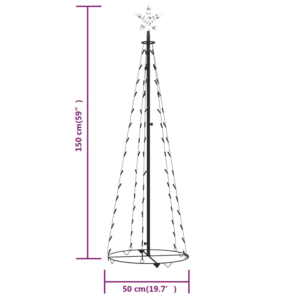 Christmas Cone Tree Cold White 84 LEDs Decoration 50x150 cm