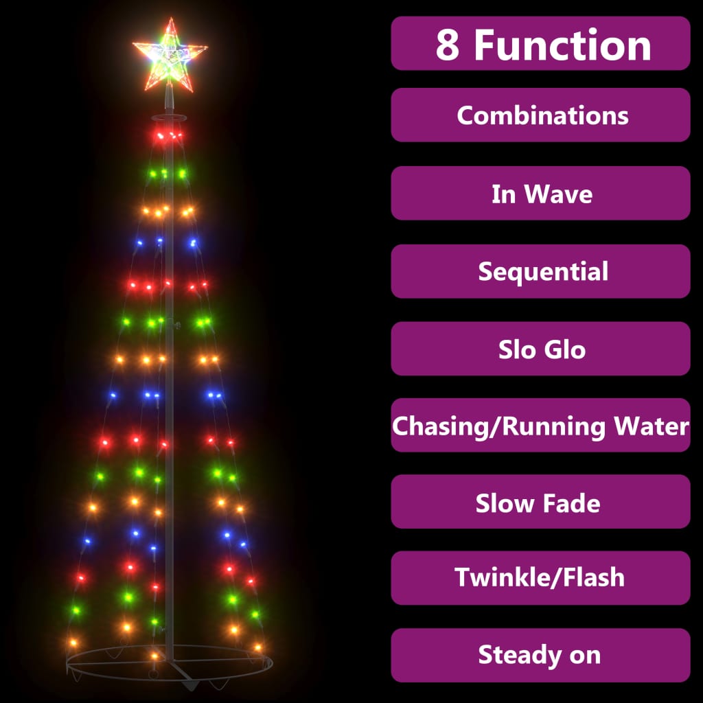 Christmas Cone Tree Colourful 84 LEDs Decoration 50x150 cm