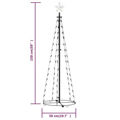 Christmas Cone Tree Colourful 84 LEDs Decoration 50x150 cm