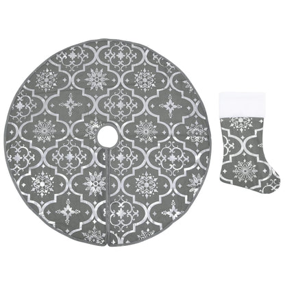 Luxury Christmas Tree Skirt with Sock Grey 90 cm Fabric