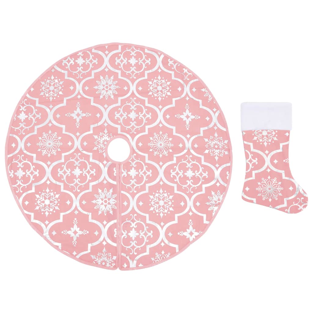 Luxury Christmas Tree Skirt with Sock Pink 90 cm Fabric