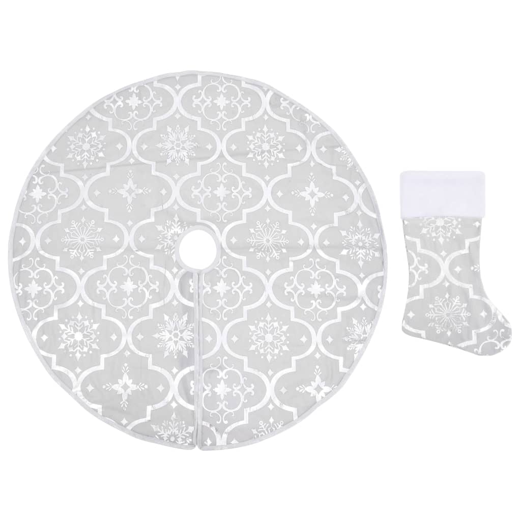 Luxury Christmas Tree Skirt with Sock White 150 cm Fabric