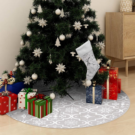 Luxury Christmas Tree Skirt with Sock White 150 cm Fabric