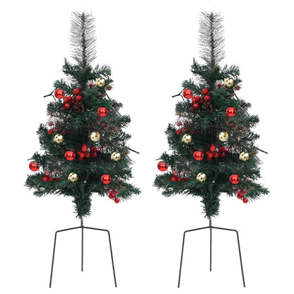 Artificial Pathway Pre-lit Christmas Tree 2 pcs 76 cm PVC