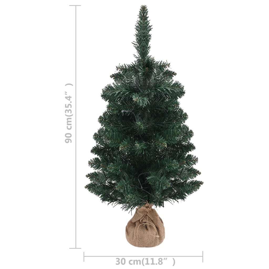 Artificial Pre-lit Christmas Tree with Stands Green 90 cm PVC