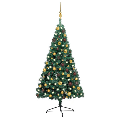 Artificial Half Pre-lit Christmas Tree with Ball Set Green 120 cm