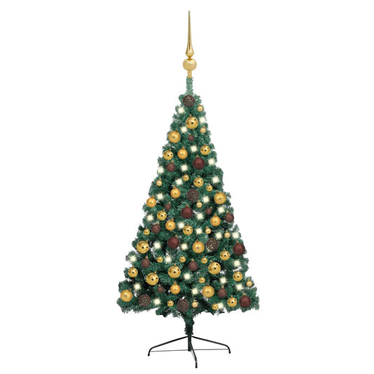 Artificial Half Pre-lit Christmas Tree with Ball Set Green 150 cm