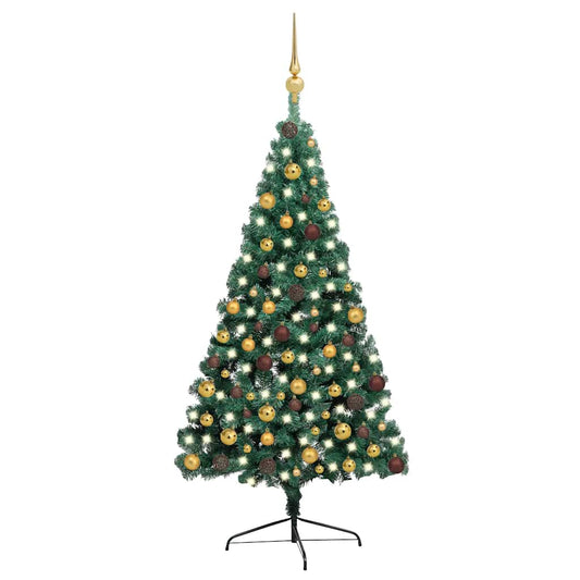 Artificial Half Pre-lit Christmas Tree with Ball Set Green 210 cm