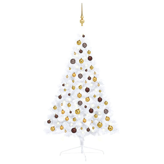 Artificial Half Pre-lit Christmas Tree with Ball Set White 120 cm