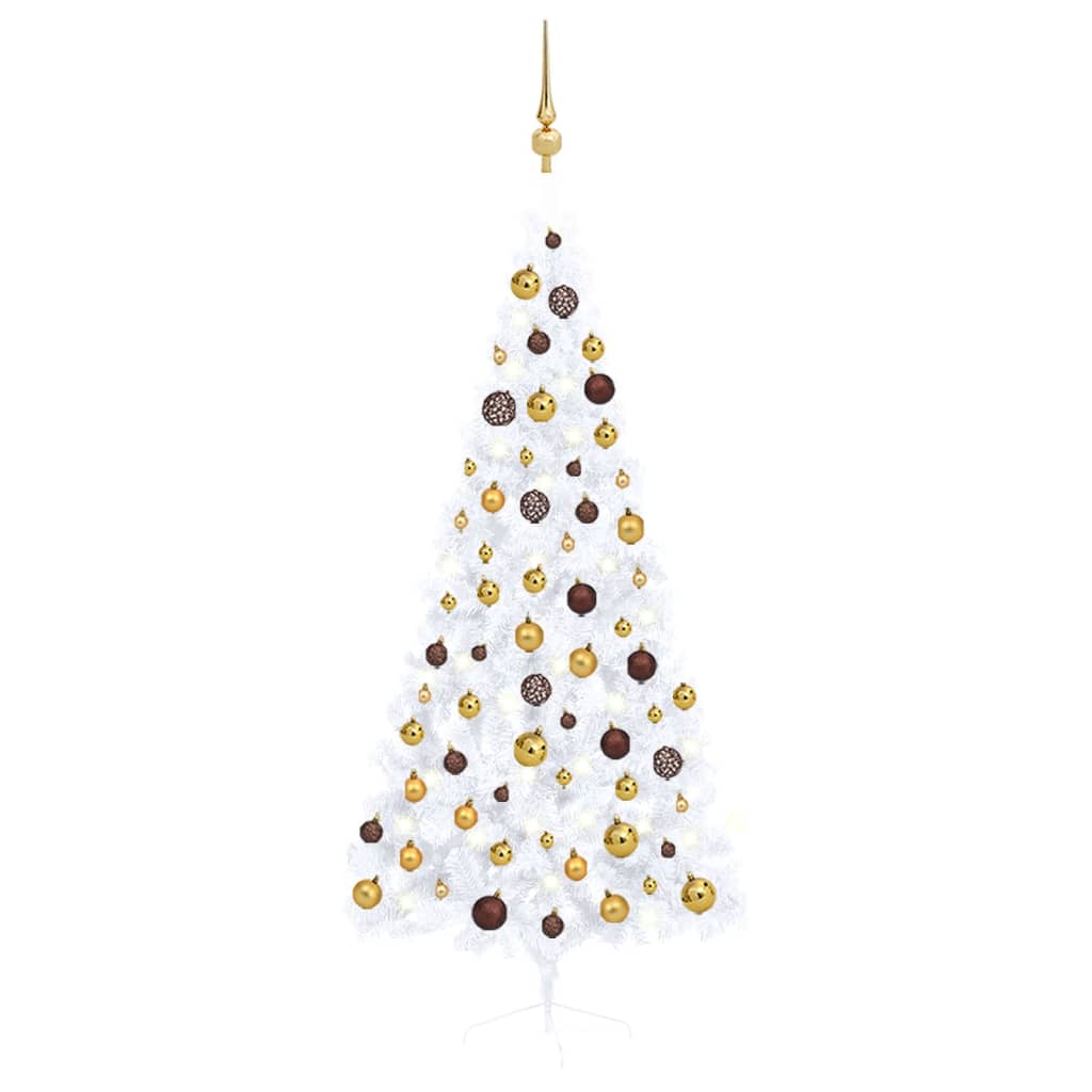 Artificial Half Pre-lit Christmas Tree with Ball Set White 180 cm