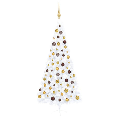 Artificial Half Pre-lit Christmas Tree with Ball Set White 240 cm