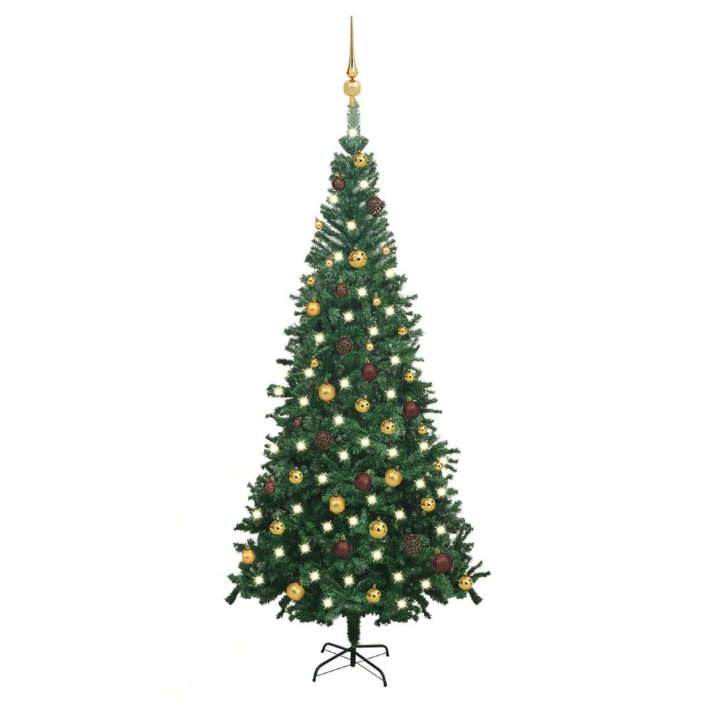 Artificial Pre-lit Christmas Tree with Ball Set L 240 cm Green