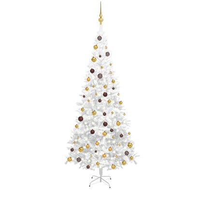 Artificial Pre-lit Christmas Tree with Ball Set L 240 cm White