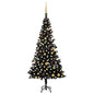 Artificial Pre-lit Christmas Tree with Ball Set Black 180 cm PVC