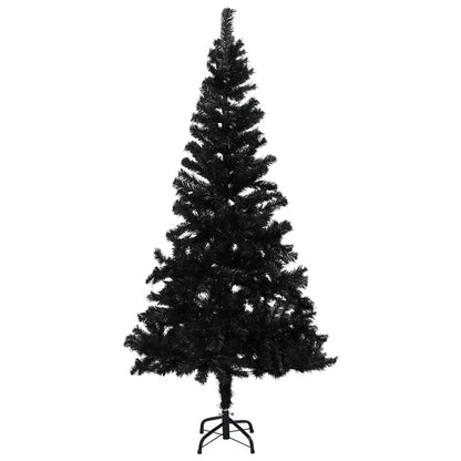 Artificial Pre-lit Christmas Tree with Ball Set Black 210 cm PVC