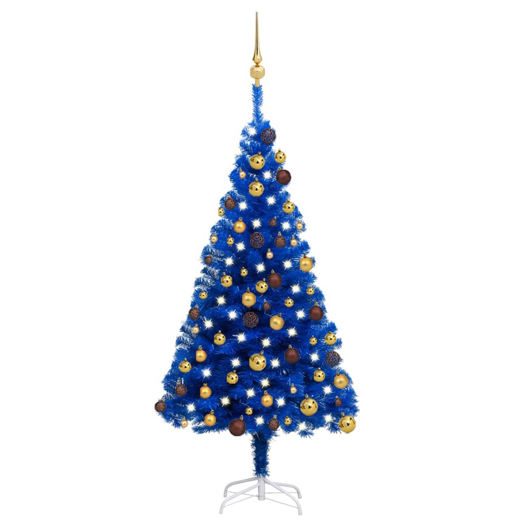 Artificial Pre-lit Christmas Tree with Ball Set Blue 120 cm PVC