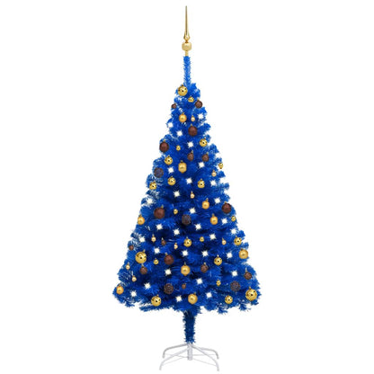 Artificial Pre-lit Christmas Tree with Ball Set Blue 150 cm PVC