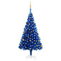 Artificial Pre-lit Christmas Tree with Ball Set Blue 180 cm PVC