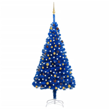 Artificial Pre-lit Christmas Tree with Ball Set Blue 210 cm PVC