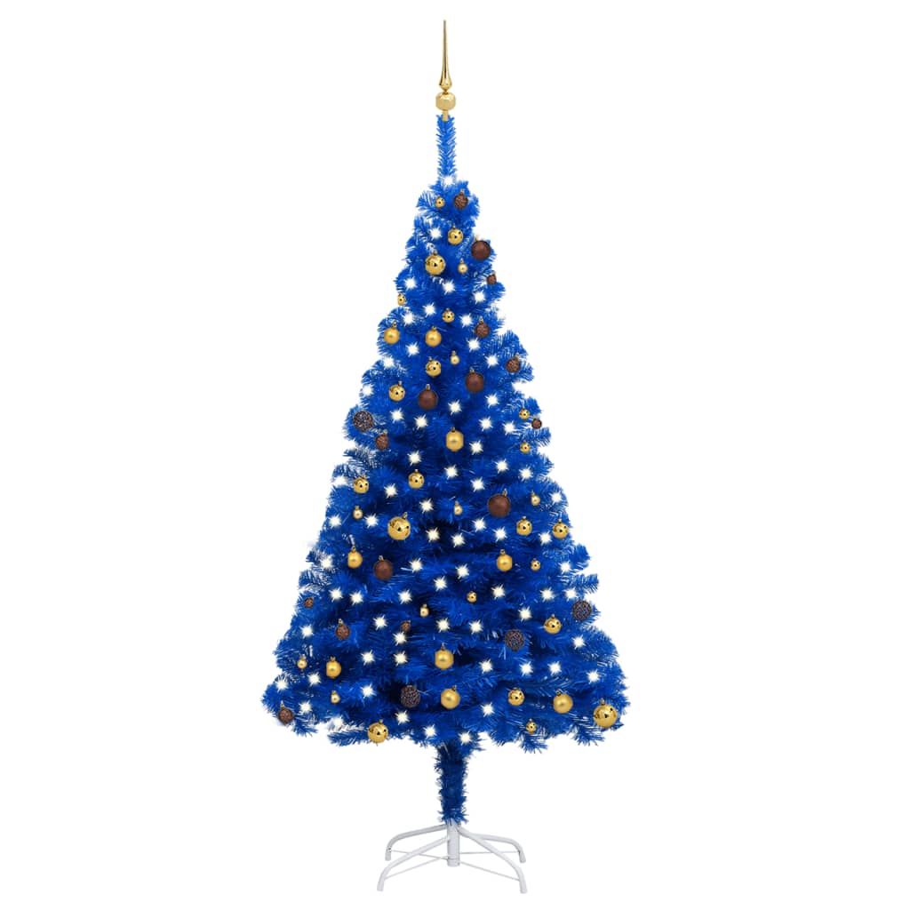 Artificial Pre-lit Christmas Tree with Ball Set Blue 240 cm PVC