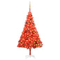 Artificial Pre-lit Christmas Tree with Ball Set Red 180 cm PVC