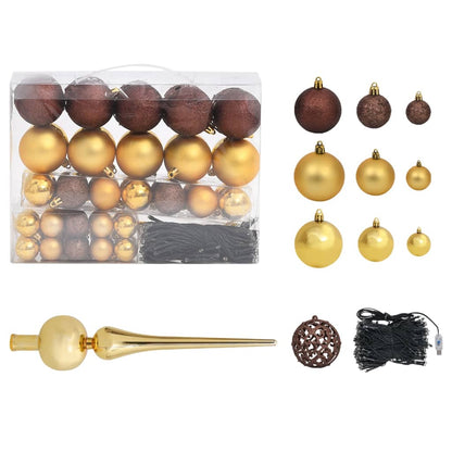 Artificial Pre-lit Christmas Tree with Ball Set Gold 150 cm PET