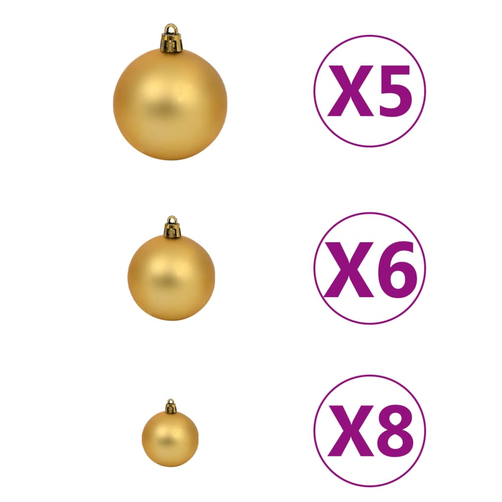 Artificial Pre-lit Christmas Tree with Ball Set Gold 150 cm PET