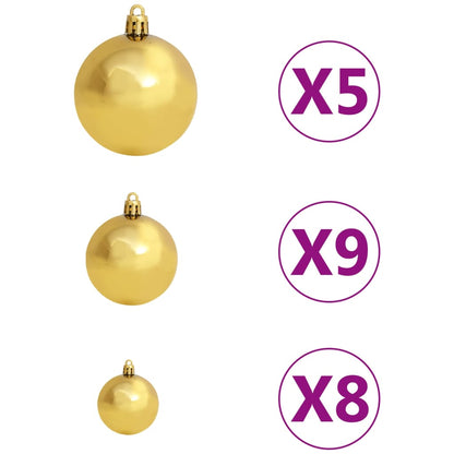 Artificial Pre-lit Christmas Tree with Ball Set Gold 150 cm PET