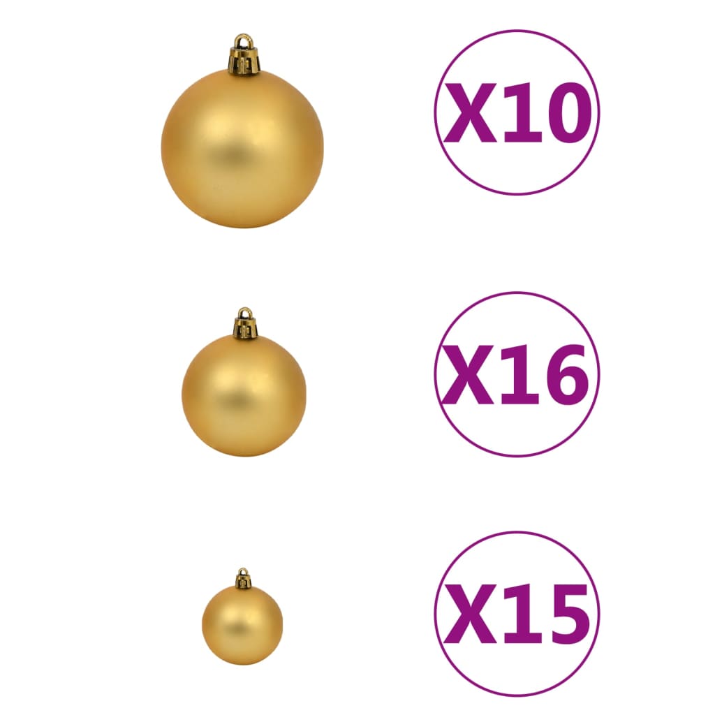 Artificial Pre-lit Christmas Tree with Ball Set Gold 210 cm PET