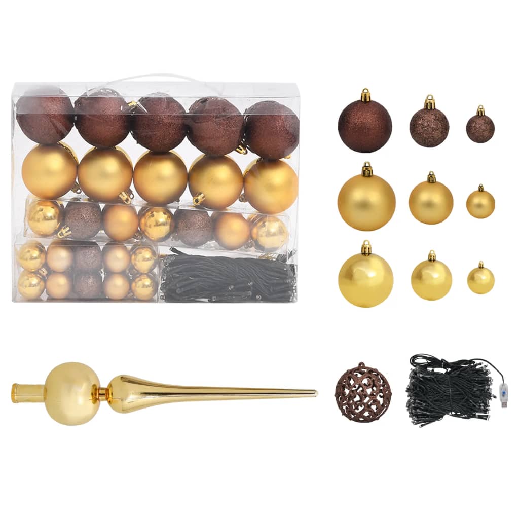 Frosted Pre-lit Christmas Tree with Ball Set&Pinecones 150 cm