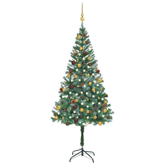 Artificial Pre-lit Christmas Tree with Ball Set&Pinecones 180 cm