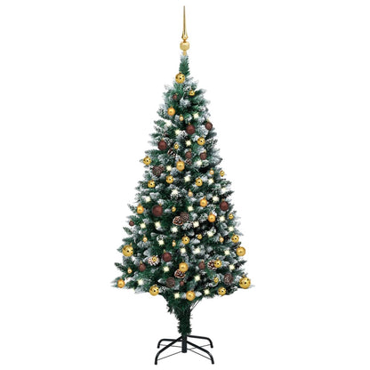 Artificial Pre-lit Christmas Tree with Ball Set&Pinecones 150 cm