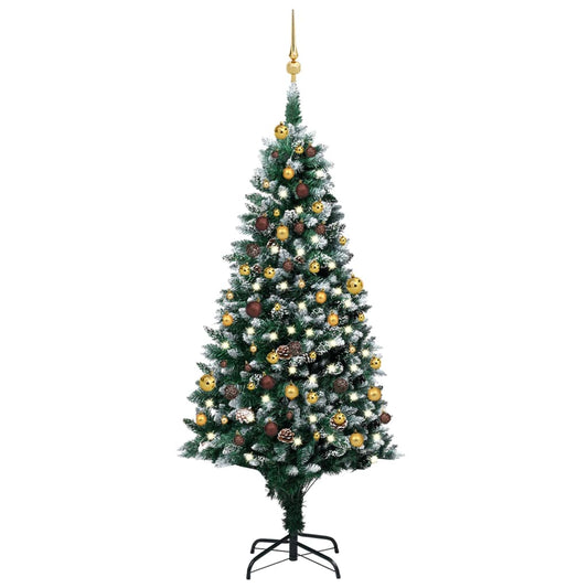 Artificial Pre-lit Christmas Tree with Ball Set&Pinecones 180 cm