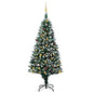 Artificial Pre-lit Christmas Tree with Ball Set&Pinecones 210 cm