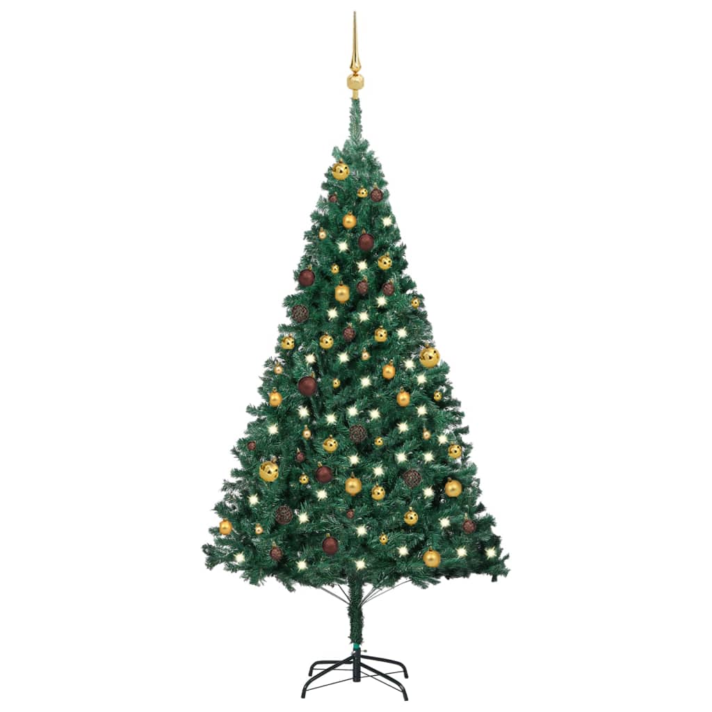 Artificial Pre-lit Christmas Tree with Ball Set Green 180 cm PVC